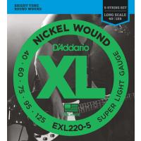 DADDARIO EXL220-5 BAS GİTAR TEL SETİ, 5 TELLİ, XL, 40-125, LONG SCAL