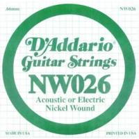 DADDARIO NW026 ELEKTRO VE AKUSTİK TEK TEL, (RE), NİCKEL