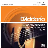 DADDARIO EJ10 AKUSTİK GİTAR TEL SETİ, 80/20 BRONZE, EXTRA LIGHT 