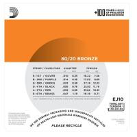 DADDARIO EJ10 AKUSTİK GİTAR TEL SETİ, 80/20 BRONZE, EXTRA LIGHT 