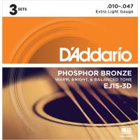 DADDARIO EJ15-3D AKUSTİK GİTAR TEL SETİ, 3'LÜ PAKET, PHOSPHOR-BRONZ