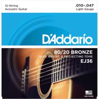 DADDARIO EJ36 AKUSTİK GİTAR TEL SETİ 12 TELLİ, ( .010-.047) LIGH