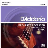 DADDARIO EJ53C UKULELE TEL SETİ, HAWAIAN / CONCERT, BLACK NYLON, 