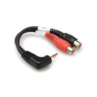HOSA 3.5 mm. TRS (M) <-> Dual RCA (F) Stereo Breakout kablo (Açılı)