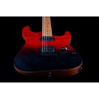Jet JS-1000 Vulcano HH Elektro Gitar (Flamed Transparent Red)