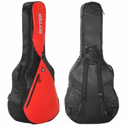 Ritter RGP5-SB-BRR  Akustik Gitar Kılıfı Super Jumbo Black-Racing Red